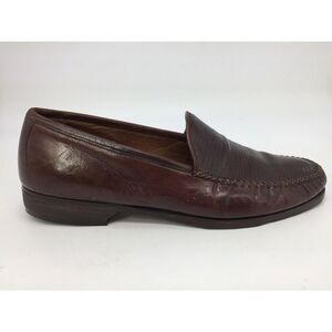 Johnston Murphy Brown Loafers Shoes Lizard Embossed Italy Size 10‎ M